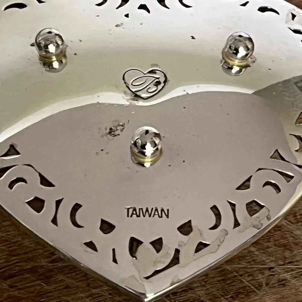 Brighton Lacie Daisy Ring Holder Silverplate Base Enamel Swirl Center Rhinestone
